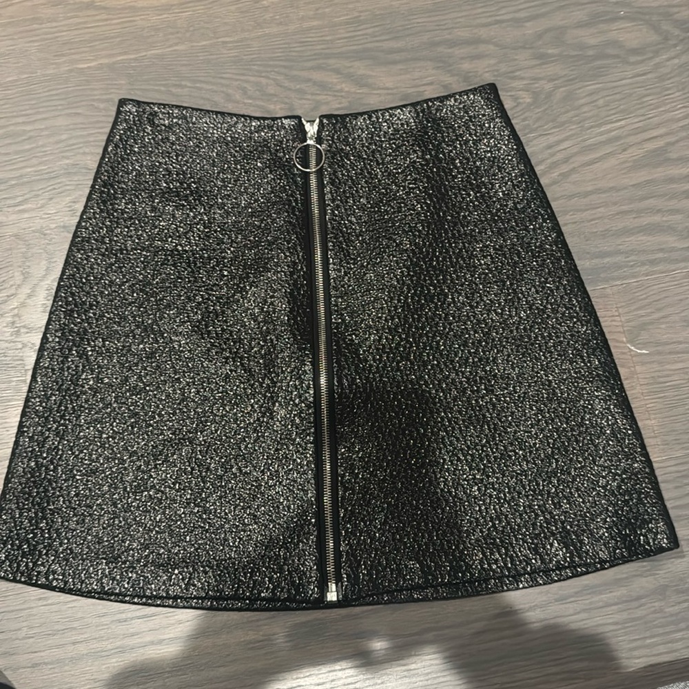 Maje black leather skirt